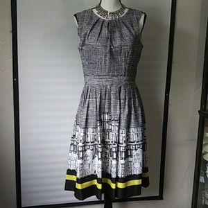 💥CLEARANCEEllen Tracy dress sz 8 blk wht yellow